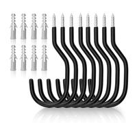 Proaustin 8 Pcs Black Bike Hooks, Garage Storage and Shed Heavy Duty Ceiling Hooks, Wall Mount Plastic Coated Bicycle Tool Hanger for Wall Bike Hanging