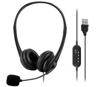 Proaustin Computer USB Headset with Mic, Wired Headphones with Microphone for PC, Laptop (Black Slender)