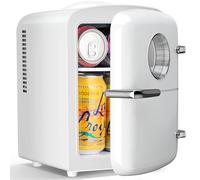 Proaustin Mini Compact Refrigerator with Gaming Light, 4L Capacity/6 Cans Portable Mini Fridge, for Bedroom,Car,Office and Dorm, Small Cooler for Cosmetics, Beverage and Food, Black