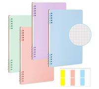 Proaustin Morandi Series A5 Spiral Graph Paper Notebooks Set with 60 Sticky Tabs, 5.7" x 8.3",160 Pages, 4 Count