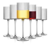 Proaustin Ribbed Square Wine Glasses Set of 6 Vintage 13Oz White Red Wine Glass