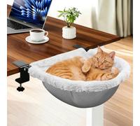 Proaustin Secure Cat Desk Bed - Extra-Large Clamp & Sunken Hammock Design with Faux Rabbit Fur Cover, Removable & Washable, Holds up to 40lbs