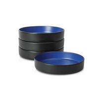 Proaustin Stoneware Bowl Set, 4-Piece Pasta Bowls for Kitchen, Ceramic Serving for Ramen, Fruit, Cereal, Dinner - Microwave & Dishwasher Safe, Black