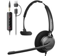 Proaustin USB Headset with Microphone for PC, Computer Headset with Microphone Noise Canceling Mic for Laptop Call Center Wired Headset with Mic for Work Zoom Skype Teams from Office Home (Black)