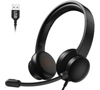 Proaustin USB Headset with Microphone for PC, Wired Headphones with Mic USB Headsets with Noise Cancelling Microphone, Computer Headset with Microphone for Home Office Online Class Teams Skype（Black）