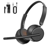 Proaustin Wireless Headset with Mic for Work, Bluetooth 5.4 Headphones with AI Noise-Canceling Mic for Clear Calls, Wireless Headsets with Mic Mute & USB A/C Dongle for PC, Computer, Laptop, Black
