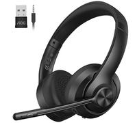Proaustin Wireless Headset with Mic for Work, Bluetooth 5.4 Headphones with Noise Canceling Microphone, USB C, 30H, Clear Calls & Mic Mute for PC, Laptop, Cell Phones, Zoom - Black