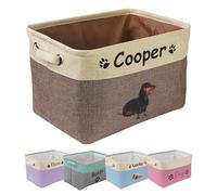proautocss Personalised Dog Toy Basket ,Custom Storage Basket With Pet's Name and Photo, Collapsible Dog Cat Toy Box With Handles for Organizing Dog Cat Clothes,Shoes,Pet Accessories