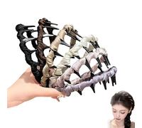 Probability/Probabledy/Basicallyt Retro High Skull Pearl Headband, Headbands with Teeth for Women, Elegant Non Slip Pearl Headbands, Artificial Hairband for Women(E)