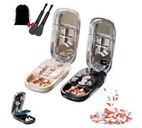 Probabledy Portable Pill Cutter, Professional E-Chu PillCutter for Small or Large Pills, Adjustable Pills Cutters Splitter Halves, Caketotu Pill Cutter 1/4, Easy to Use for Travel (Beige+Black)