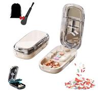 Probabledy Portable Pill Cutter, Professional E-Chu PillCutter for Small or Large Pills, Adjustable Pills Cutters Splitter Halves, Caketotu Pill Cutter 1/4, Easy to Use for Travel (Beige)