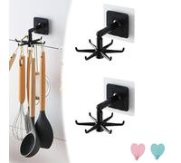 Probablei 360° Rotating Folding Hook,360 Degree Rotating Folding Hook, Multi-purpose Hanging Utensil Holder Hook,360° Cabinet Hooks,Kitchen Utensil Holder 360 Degrees Rotating Folding Hook (2pc-Black)