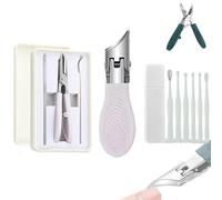 Probablei Eagle Beak Angled Nail Clippers 3-Piece Set, Peony Nail Clippers, Wide Jaw Opening Anti-Splash Caurat Slanted Nail Clipper, Nail Clipper 3-Piece Set + Ear Pick Set for Men Women (Mauve)