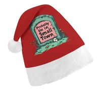 Probably Die in A Small Town Christmas Hat with Pom-Pom Unsiex Classic Fit Xmas Beanie Cap Headwear Party Gifts