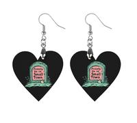 Probably Die in A Small Town Trendy Wooden Earrings for Women Boho Charms Studs Lightweight Dangle Drop Pendant Love