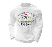 Probably Just Gonna Jingle Some Of The Way I'm Tired Printed Christmas Shirt Men's T-shirts Long Sleeve Shirts Crew Neck Fall Winter Tshirts Fashion Casual Holiday Tops (White, XXXL)
