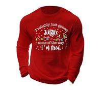 Probably Just Gonna Jingle Some Of The Way I'm Tired Printed Christmas Shirt Men's T-shirts Long Sleeve Shirts Crew Neck Fall Winter Tshirts Fashion Casual Holiday Tops (Red, XXXL)