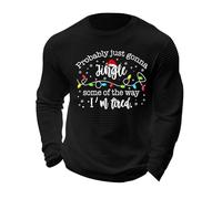 Probably Just Gonna Jingle Some Of The Way I'm Tired Printed Christmas Shirt Men's T-shirts Long Sleeve Shirts Crew Neck Fall Winter Tshirts Fashion Casual Holiday Tops (Black, M)