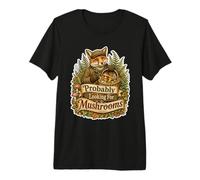 Probably Looking for Mushrooms Fox Foraging Humor Premium T-Shirt