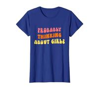 Probably Thinking About Girls - Funny Lesbian Pride WLW T-Shirt, Women, Royal Blue, Medium