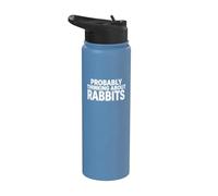 Probably Thinking About Rabbits Funny Bunny Lover Rabbit Stainless Steel Insulated Water Bottle