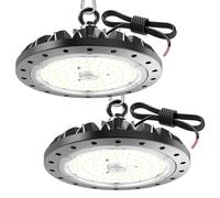 Probapro 100W UFO LED High Bay Lights, 6500K IP65 Waterproof Industrial Light Fixture, Super Bright Workshop Lighting for Wet Location Area, Warehouse, Garage (2 Pack)