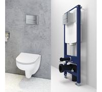 Probaty Bathrooms 1.14M Concealed Cistern Frame Wall Hung Toilet Rimless Round Set Square Chrome Flush Plate Uf Soft Close Seat