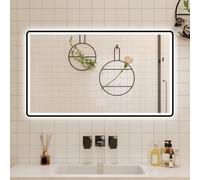 Probaty Bathrooms 3 Colors Led Mirror Backlit,80X60Cm Black Framed With Bluetooth And Clock,memory Function,anti-Fog Wall Vanity