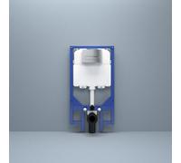 Probaty Bathrooms Blue 1.14M Wall-Mounted Toilet Concealed Cistern Frame & Chrome Square Push Button Dual Flush Plate