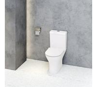 Probaty Bathrooms Modern Round Close Coupled Toilet Short Projection Slim Soft Close Seat Dual Flush Cistern White Ceramic Wc Pan