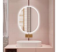 Probaty Bathrooms Oval Mirror 60X80Cm With 3-Color Led Illuminated,touch Sensor,anti-Fog Ip44,wall Backlit Vanity Runway Mirror