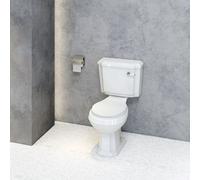 Probaty Bathrooms Traditional Oval Close Coupled Toilet Dual Flush Cistern Handle Soft Close Seat Wc Pan Ceramic White