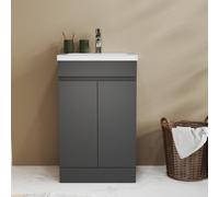 Probaty Bathrooms Vanity Unit Matte Anthracite Mdf,500X385X800mm,freestanding,detachable,2 Doors With Ceramic Basin