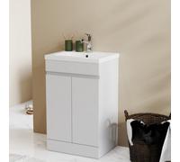 Probaty Bathrooms Vanity Unit Matte White Mdf,500X385X800mm,freestanding,detachable,2 Doors With Artificial Stone Square Basin