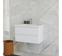Probaty Bathrooms Vanity Unit Matte White Mdf,790X460X520mm,wall Mounted,2 Drawers With Artificial Stone Square Basin