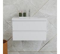 Probaty Bathrooms Vanity Unit Matte White Mdf,790X460X520mm,wall Mounted,2 Drawers With Ceramic Basin