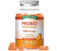 Probiotic Gummies | Complex with Lactobacillus casei, Vitamins C, B3, B5 & B6 | Natural Orange Flavour | 60 Vegan Gummies for Men & Women | Nature's Truth