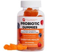 Probiotic Gummies for Adults - 50 Billion CFU, 10 Strain High Strength Probiotics, Vegan Gummies for Gut Health, Digestion, Bloating & Immune Support - Orange Flavour