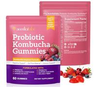 Probiotic Kombucha Gummies 60 Count with Prebiotics, Probiotics, and B Vitamins, Natural Mixed Berry Flavor, Probiotics for Women & Men