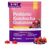 Probiotic Kombucha Gummies 60pcs - Probiotic Gummies for Daily Gut Health Support with Kombucha Extract with Prebiotics - Vegan, Non-GMO, Health Supplement for Digestion & Immunity - 60 Gummies