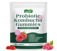 Probiotic Kombucha Gummy with Prebiotics & Postbiotics, 1.6 Billion CFU 丨Elm Bark and Dandelion Root Extracts for Gut Health & Digestive Balance, 60 Gummies Berry Flavor Chewable for Women & Men