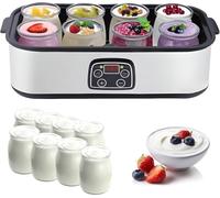 Probiotic Yogurt Maker - 1400ML Stainless Steel Automatic Machine with 8 Glass Jars, Adjustable Temperature & Time Control, LCD Display for Home Kitchen
