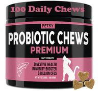 Probiotics for Dogs 5BIL CFUs FOS, PreBiotics, 12 Strains Good Bacteria Gut Skin Immune Itch Diarrhoea Premium Formula |100 Salmon Flav Daily chews |