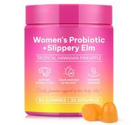 Probiotics for Women Gummies with Slippery Elm, Vegan Feminine Balance Probiotics Gummies, Pineapple Flavor Supports pH Balance, Gut Health & Immune System, 60 Gummies