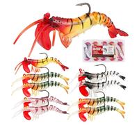PROBITE 10PCS Soft Shrimp Lures with Jig Heads - Pre-Rigged Paddle Tail Swimbaits - Realistic Sinking Shad Minnow Baits - 2in Size for Saltwater & Freshwater Bass Fishing