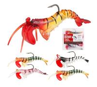 PROBITE 5PCS Soft Shrimp Lures with Jig Heads - Pre-Rigged Paddle Tail Swimbaits - Realistic Sinking Shad Minnow Baits - 2.8in Size for Saltwater & Freshwater Bass Fishing