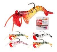 PROBITE 5PCS Soft Shrimp Lures with Jig Heads - Pre-Rigged Paddle Tail Swimbaits - Realistic Sinking Shad Minnow Baits - 2in Size for Saltwater & Freshwater Bass Fishing