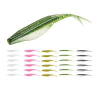 Probite Fork Tail Soft Lures- Realistic Jerk Bait & Fluke Action Soft Lures for Bass, Trout & Crappie - Versatile Freshwater & Saltwater Fishing Bait (5 inch,30pcs,Mix Color)