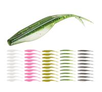 Probite Fork Tail Soft Lures- Realistic Jerk Bait & Fluke Action Soft Lures for Bass, Trout & Crappie - Versatile Freshwater & Saltwater Fishing Bait (2.75inch,50pcs,Mix Color)