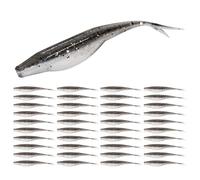 Probite Fork Tail Soft Lures - Realistic Wavy Tail Soft Bait Grub Swimbaits for Saltwater & Freshwater - Perfect for Bass, Trout, Crappie & More (4 inch,40pcs,Smokin Shad)